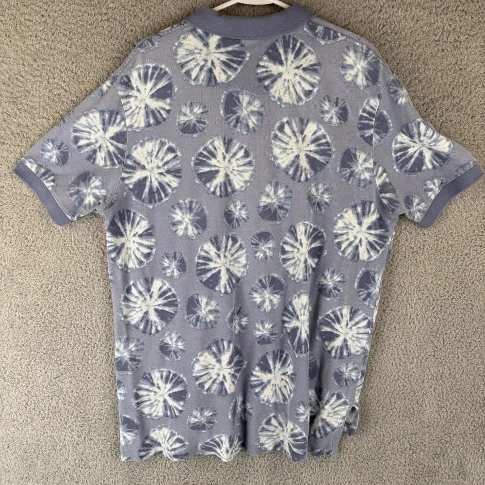 Vintage Polo Ralph Lauren Shirt Men XL Blue Jellyfish All Over Print Polo Cotton